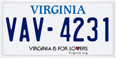 VA license plate VAV4231