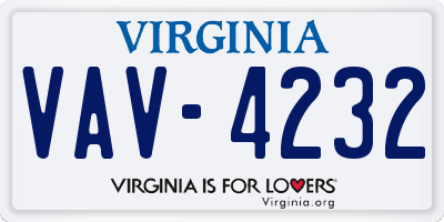 VA license plate VAV4232