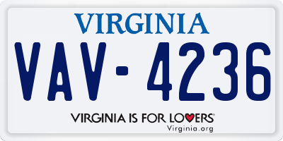 VA license plate VAV4236