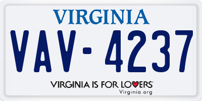 VA license plate VAV4237