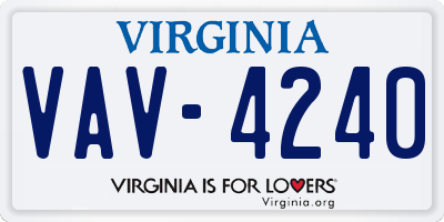 VA license plate VAV4240