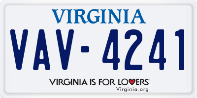 VA license plate VAV4241