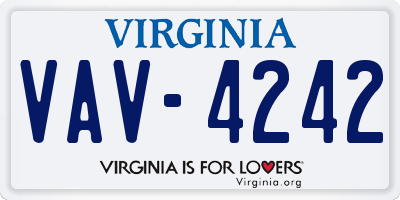 VA license plate VAV4242