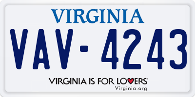 VA license plate VAV4243