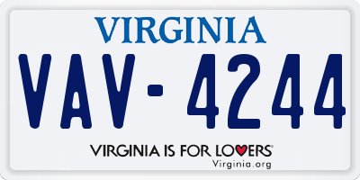 VA license plate VAV4244