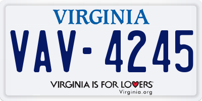 VA license plate VAV4245