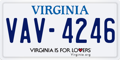 VA license plate VAV4246