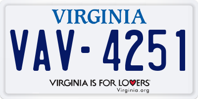 VA license plate VAV4251