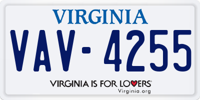 VA license plate VAV4255