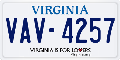 VA license plate VAV4257