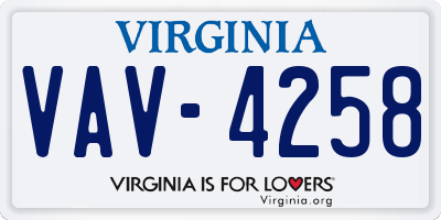 VA license plate VAV4258