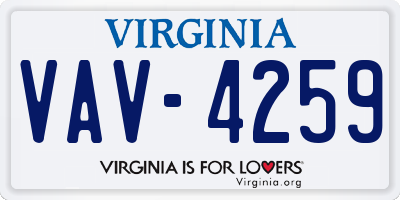 VA license plate VAV4259