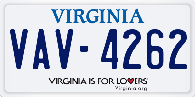 VA license plate VAV4262
