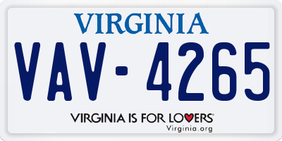 VA license plate VAV4265