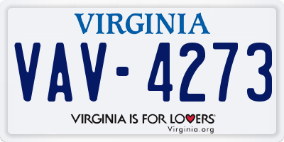 VA license plate VAV4273