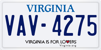 VA license plate VAV4275