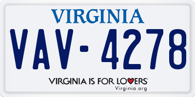 VA license plate VAV4278