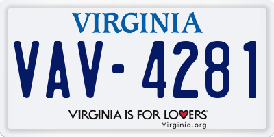 VA license plate VAV4281