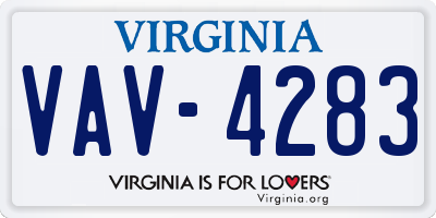 VA license plate VAV4283