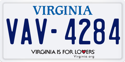 VA license plate VAV4284