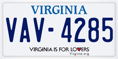 VA license plate VAV4285