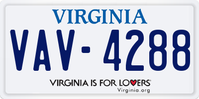 VA license plate VAV4288