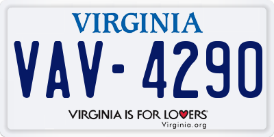 VA license plate VAV4290