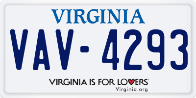 VA license plate VAV4293