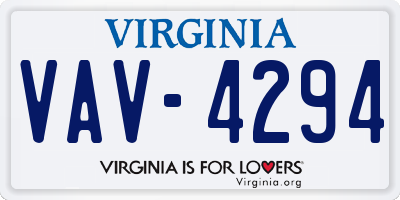 VA license plate VAV4294