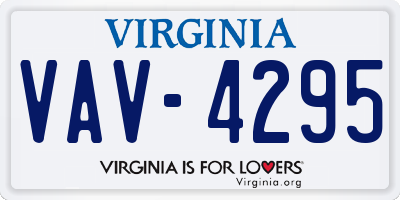 VA license plate VAV4295