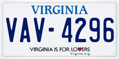 VA license plate VAV4296