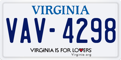 VA license plate VAV4298