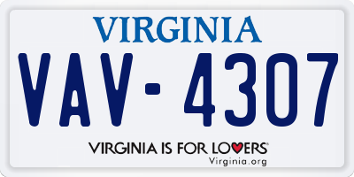 VA license plate VAV4307