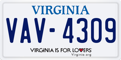 VA license plate VAV4309