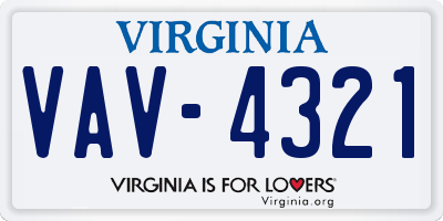 VA license plate VAV4321