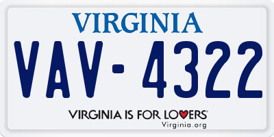 VA license plate VAV4322