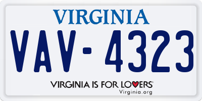 VA license plate VAV4323