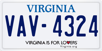 VA license plate VAV4324