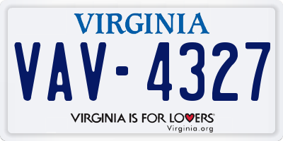 VA license plate VAV4327