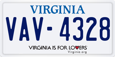VA license plate VAV4328