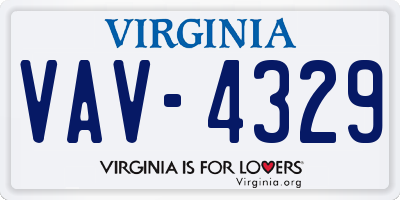 VA license plate VAV4329