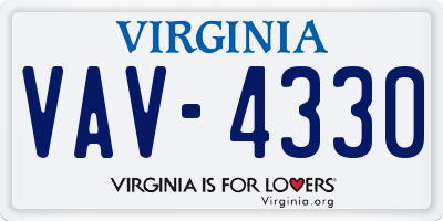 VA license plate VAV4330