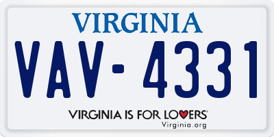 VA license plate VAV4331