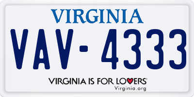 VA license plate VAV4333