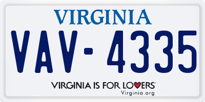 VA license plate VAV4335