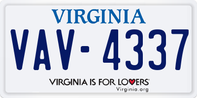 VA license plate VAV4337