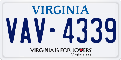 VA license plate VAV4339