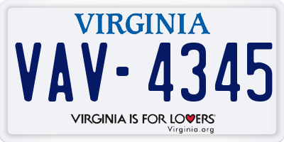 VA license plate VAV4345