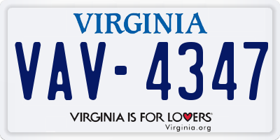 VA license plate VAV4347