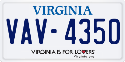 VA license plate VAV4350